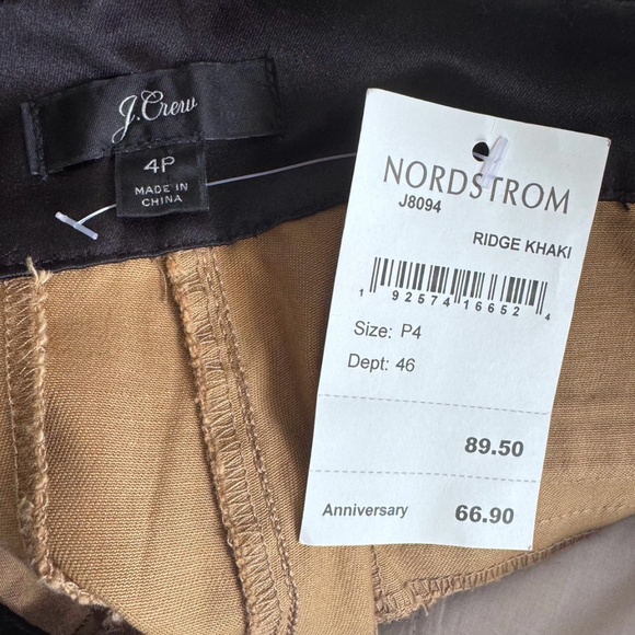 J.Crew Cameron Bow Stretch Chino Pant Ridge Khaki Size 4 Petite NWT - Picture 8 of 13